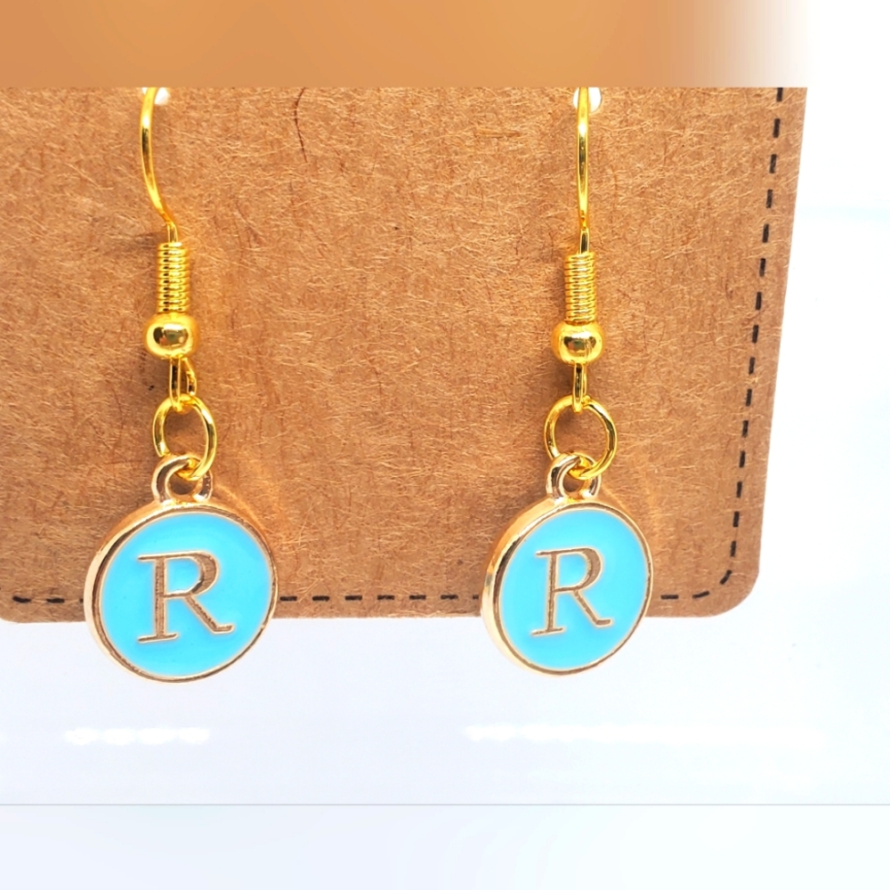 7/$10 R Initial Earrings, New